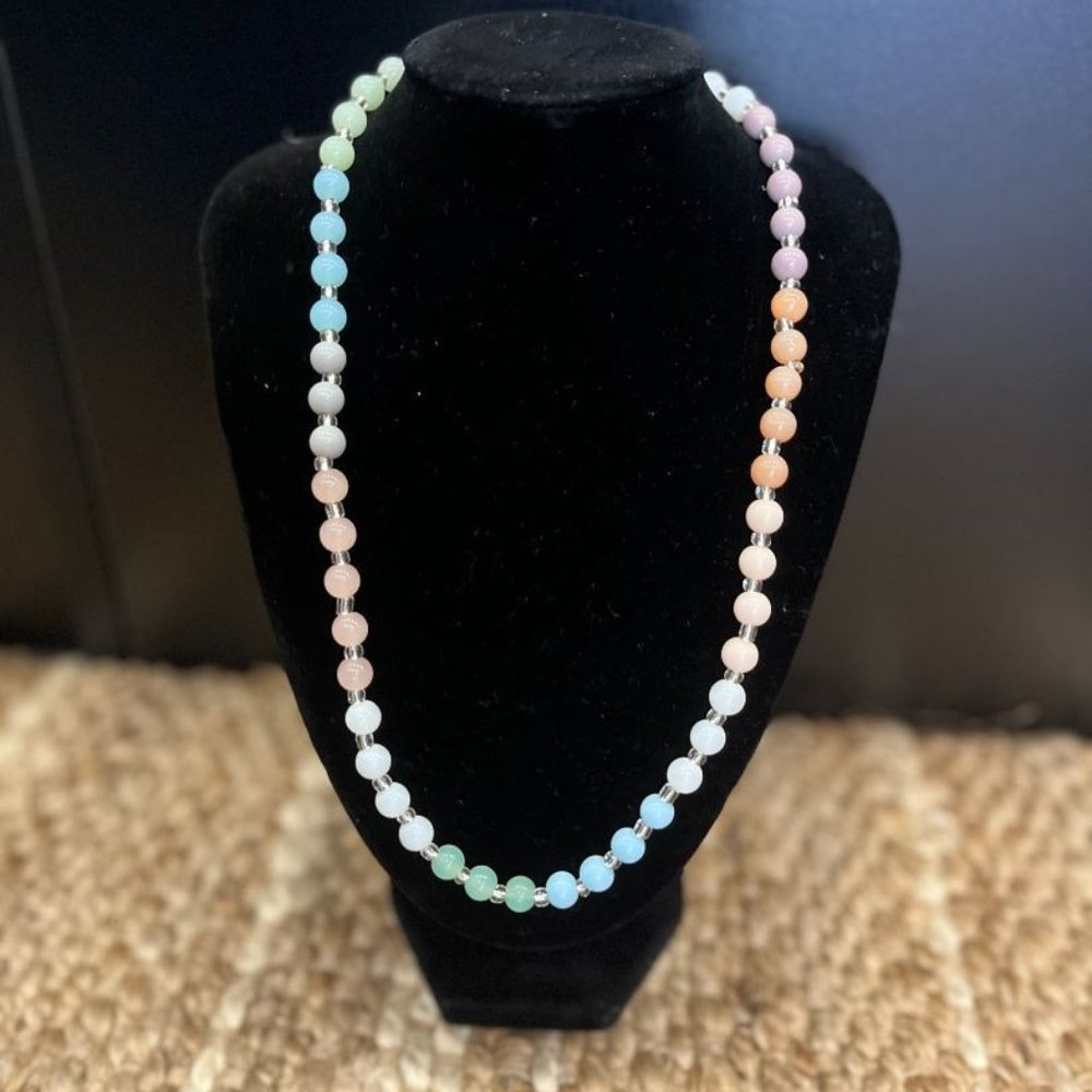 Multicolor Pastel Beaded Necklace | Handmade